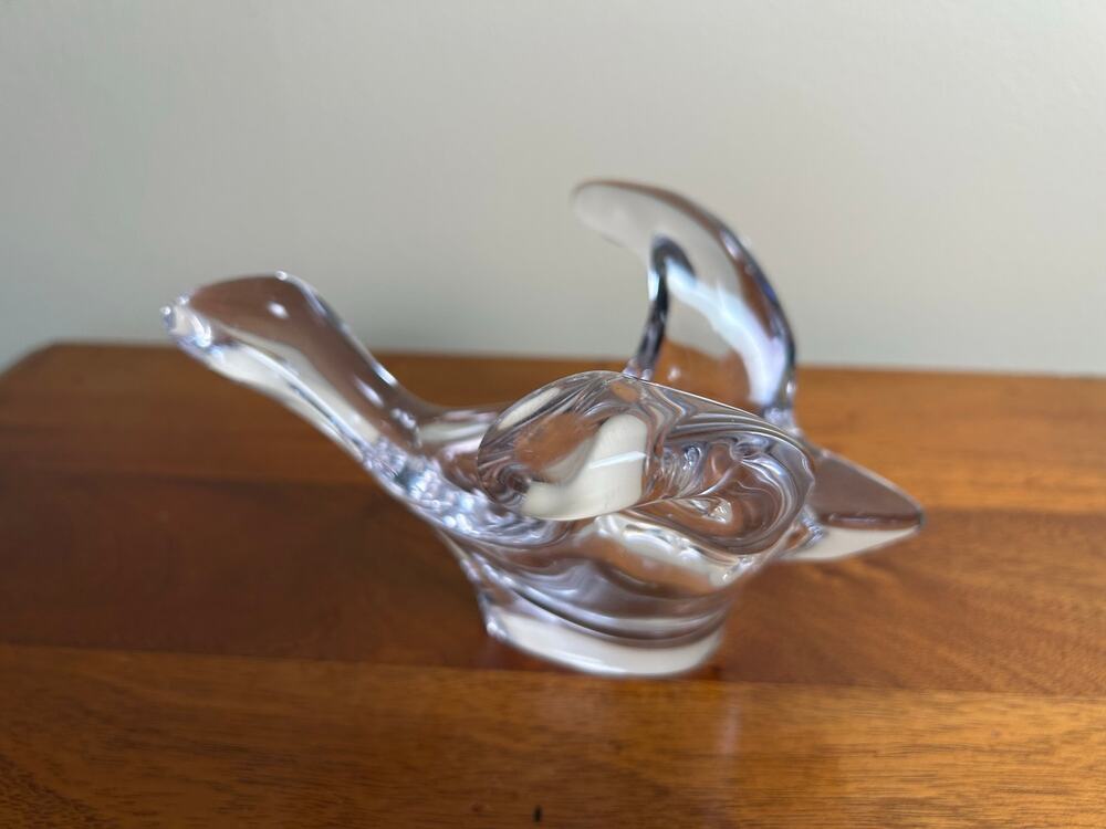 Vintage Glass Dove Votive Candle Holder | Bird Tealight Holder | Clear Art Glass